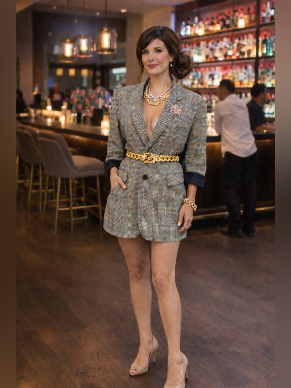 JOS. A. BANK Houndstooth Blazer – Menswear Styled as Blazer Dress, Belted Chic